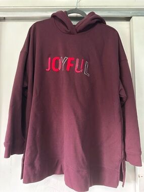 Maroon 'Joyful' Hoodie Sweatshirt